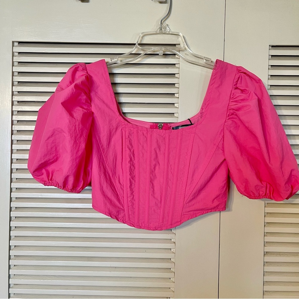 Missguided Corset Puff Sleeve Crop Top